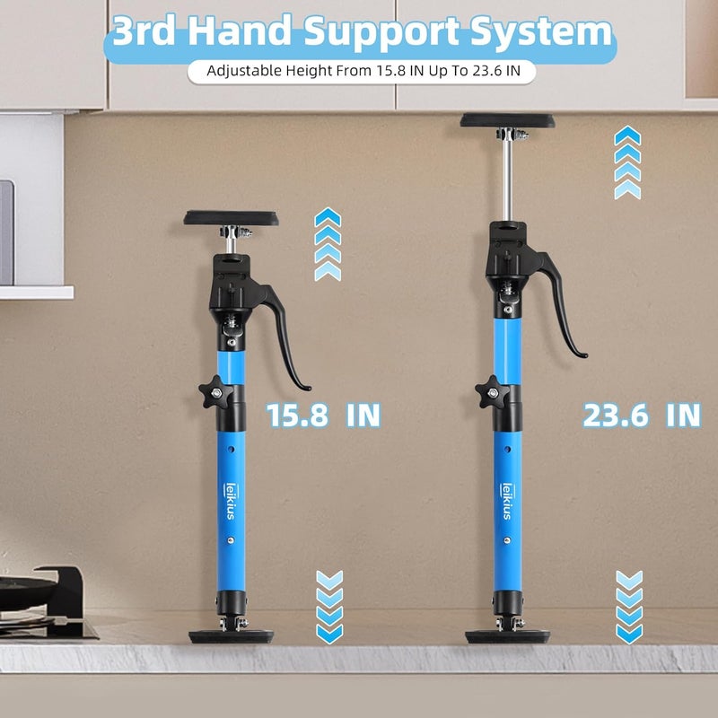 Leikius Aluminum Handle Cabinet Jack for Installing Cabinets,15.8-23.6 Inches 200LB Load Capacity Hand Support System,Heavy Duty Adjustable Cabinet Lift Jack&Support Pole,Perfect for DIY Enthusiasts - Image 2
